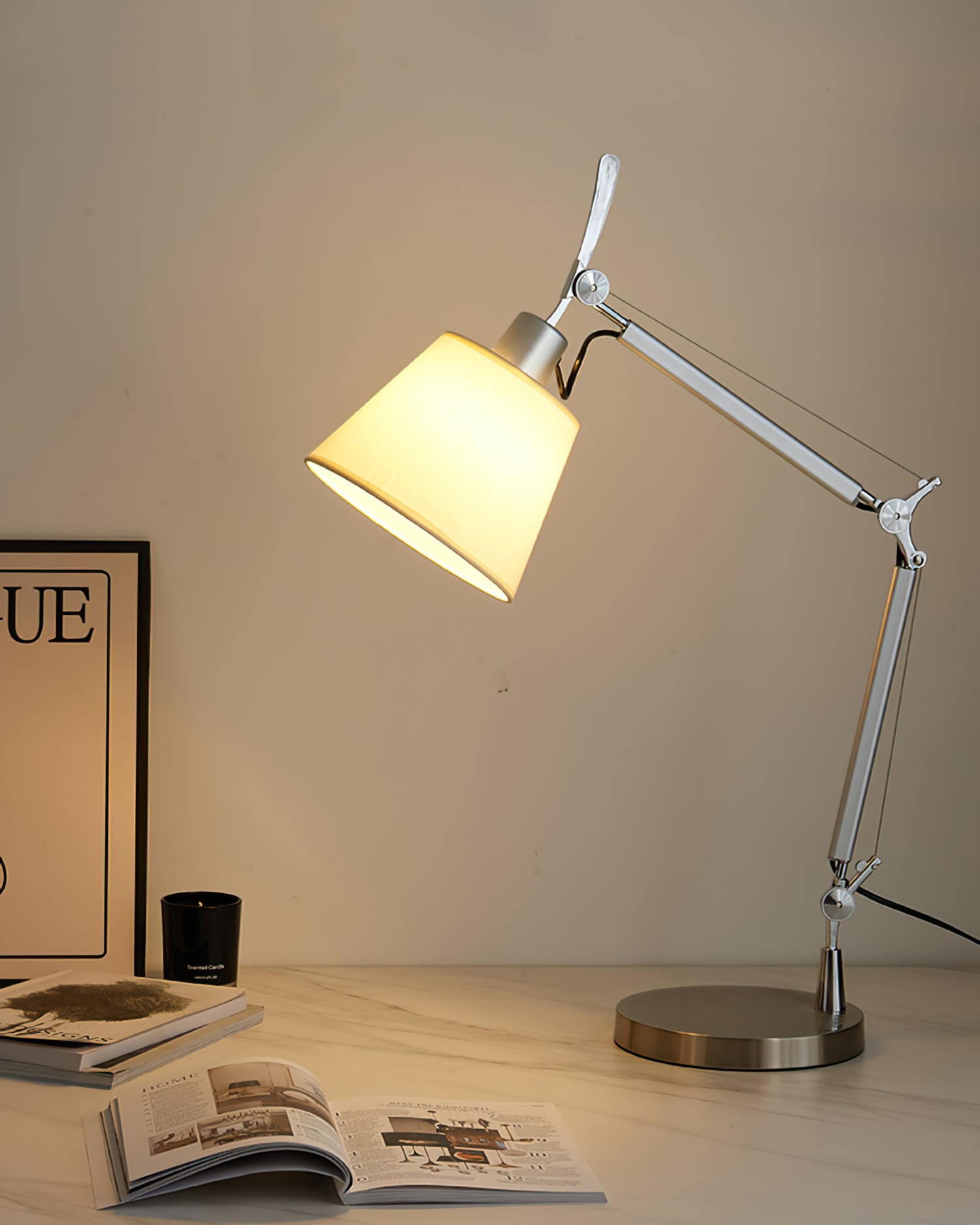 Modern Classic Table Lamp with Adjustable Angle – 65cm Height, Fog Silver Finish 9