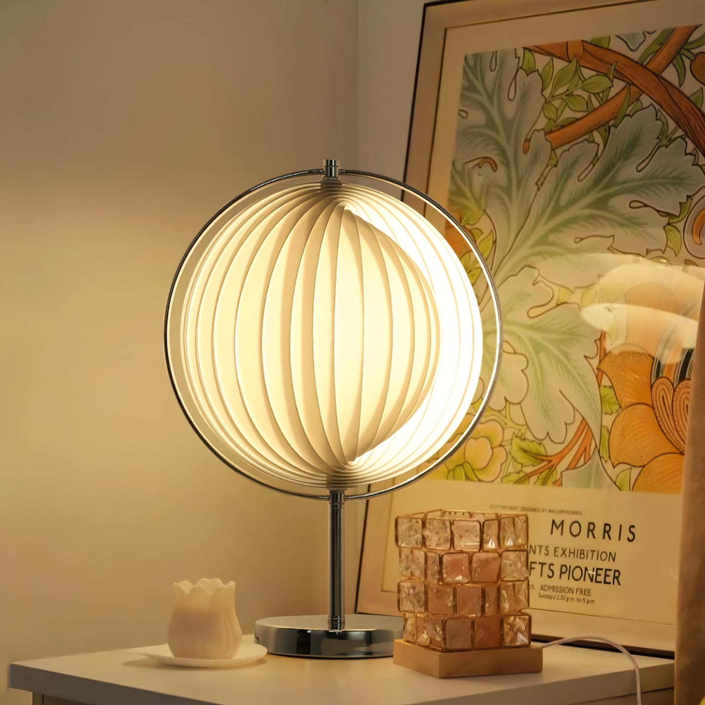 Vintage-Inspired Moon Kare Table Lamp with Rotatable Design – 12.2 Diameter 5