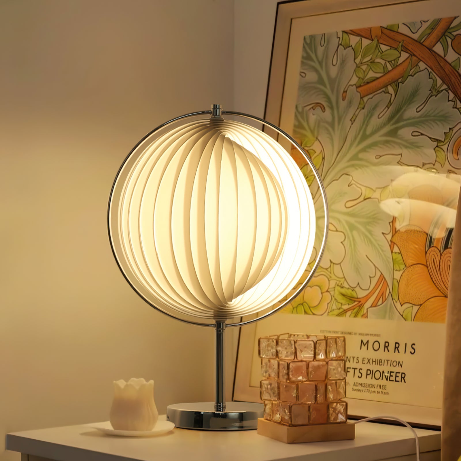 Vintage-Inspired Moon Kare Table Lamp with Rotatable Design – 12.2 Diameter 5