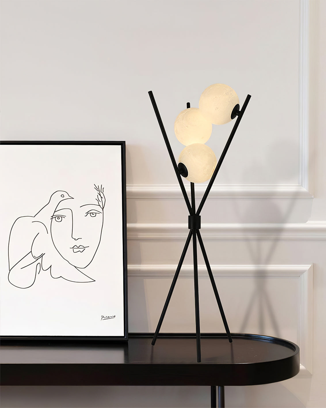 Modern Moon Table Lamp – Stylish LED Light for Indoor Use – Black and White 9