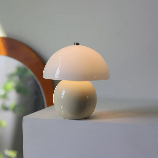 Mushroom-Shaped Ceramic Table Lamp with Built-in Battery – White LED Light 1
