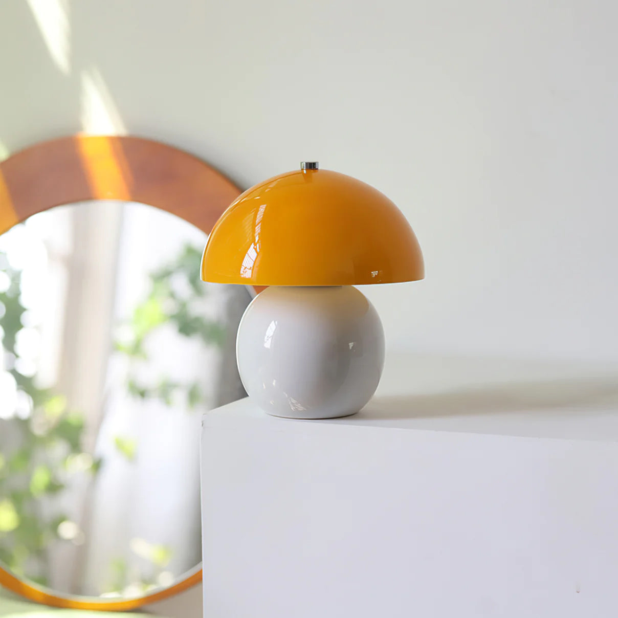 Mushroom-Shaped Ceramic Table Lamp with Built-in Battery – White LED Light 3