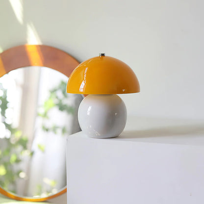 Mushroom-Shaped Ceramic Table Lamp with Built-in Battery – White LED Light 3