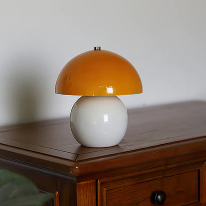 Mushroom-Shaped Ceramic Table Lamp with Built-in Battery – White LED Light 4