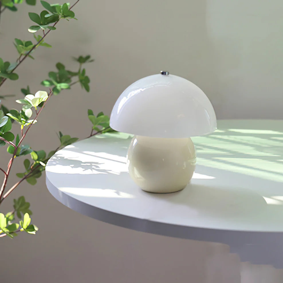 Mushroom-Shaped Ceramic Table Lamp with Built-in Battery – White LED Light 5