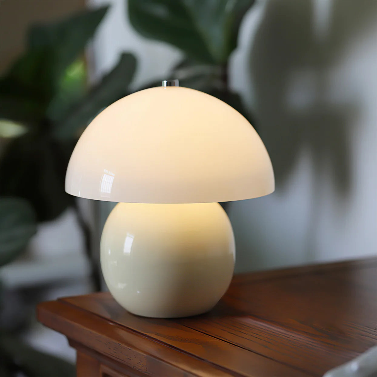 Mushroom-Shaped Ceramic Table Lamp with Built-in Battery – White LED Light 7