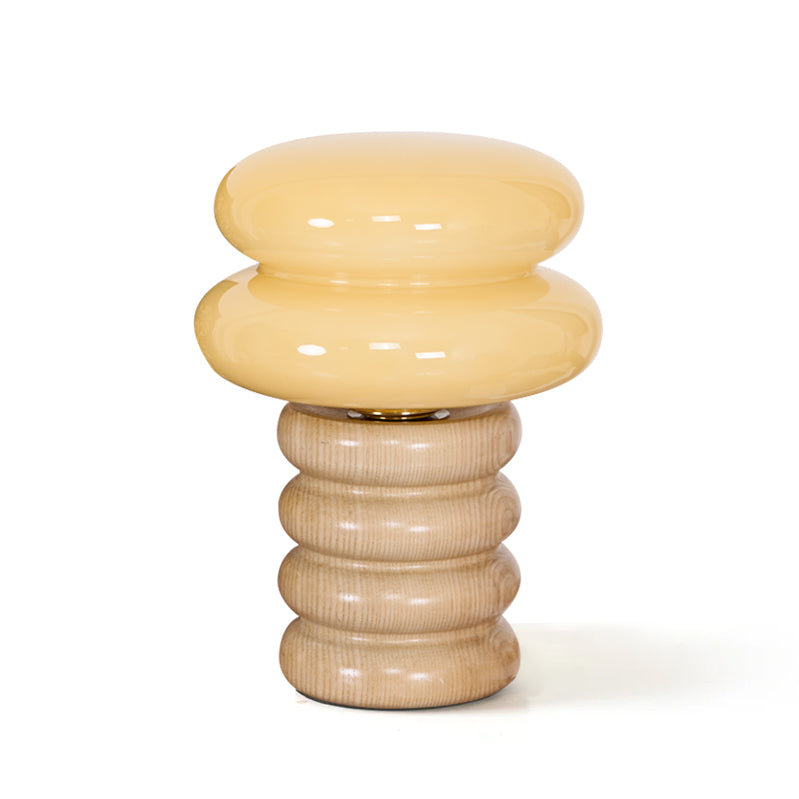 Modern Table Lamp with Wood Body and Glass Shade – 8.3 Diameter 1