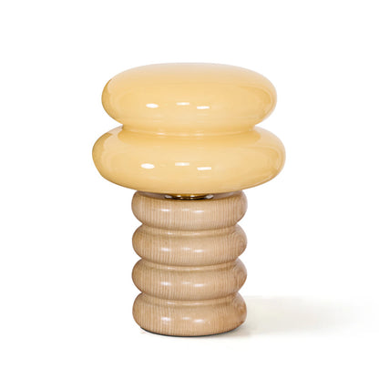 Modern Table Lamp with Wood Body and Glass Shade – 8.3 Diameter 1