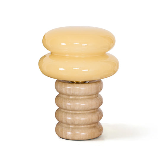 Modern Table Lamp with Wood Body and Glass Shade – 8.3 Diameter 1