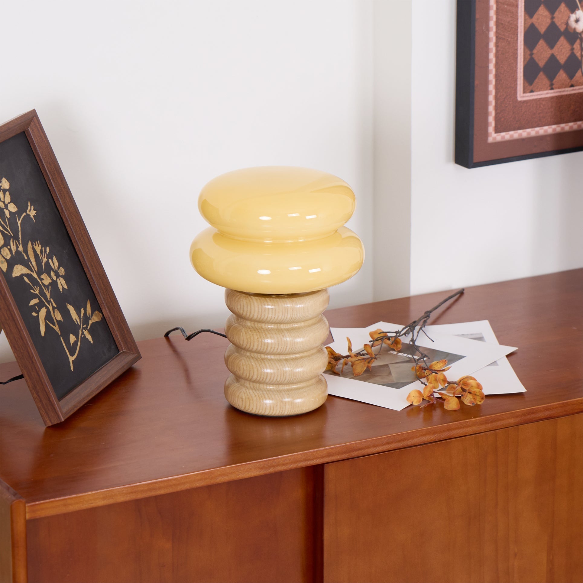 Modern Table Lamp with Wood Body and Glass Shade – 8.3 Diameter 4