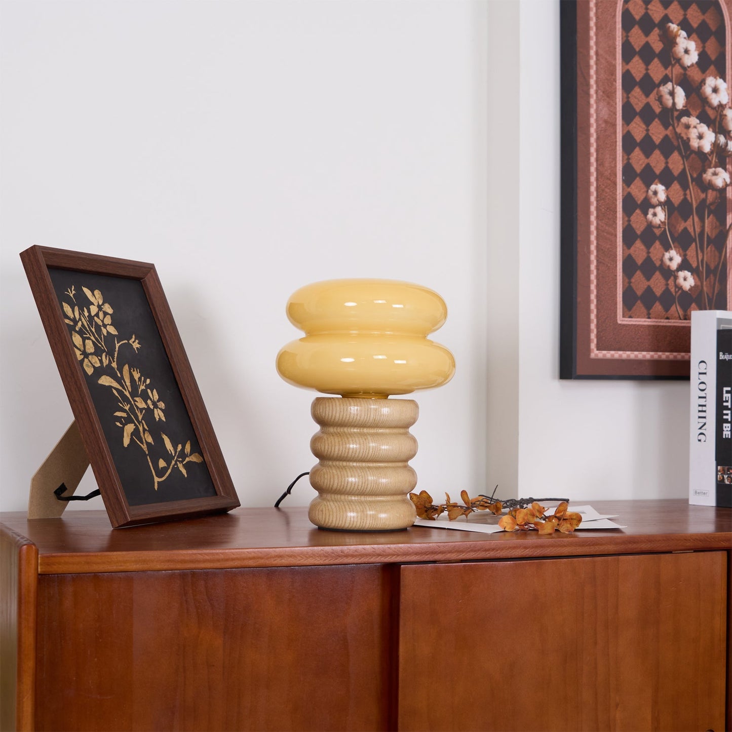 Modern Table Lamp with Wood Body and Glass Shade – 8.3 Diameter 7