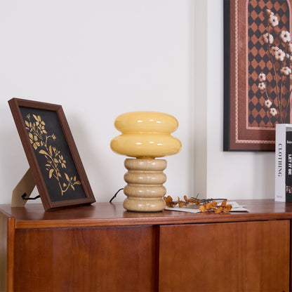 Modern Table Lamp with Wood Body and Glass Shade – 8.3 Diameter 7