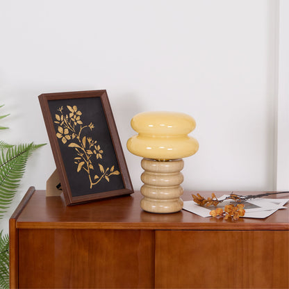 Modern Table Lamp with Wood Body and Glass Shade – 8.3 Diameter 8