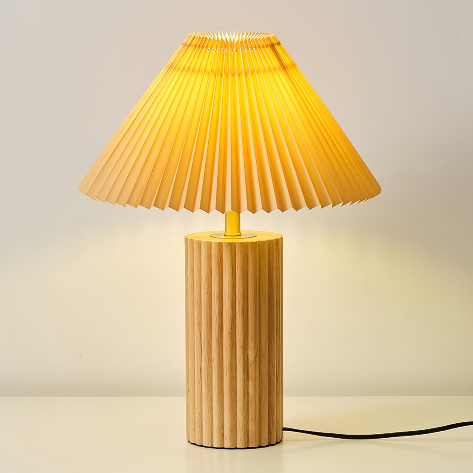 Elegant Nora Table Lamp with Wooden Base and Modern Design – 35cm Diameter 6