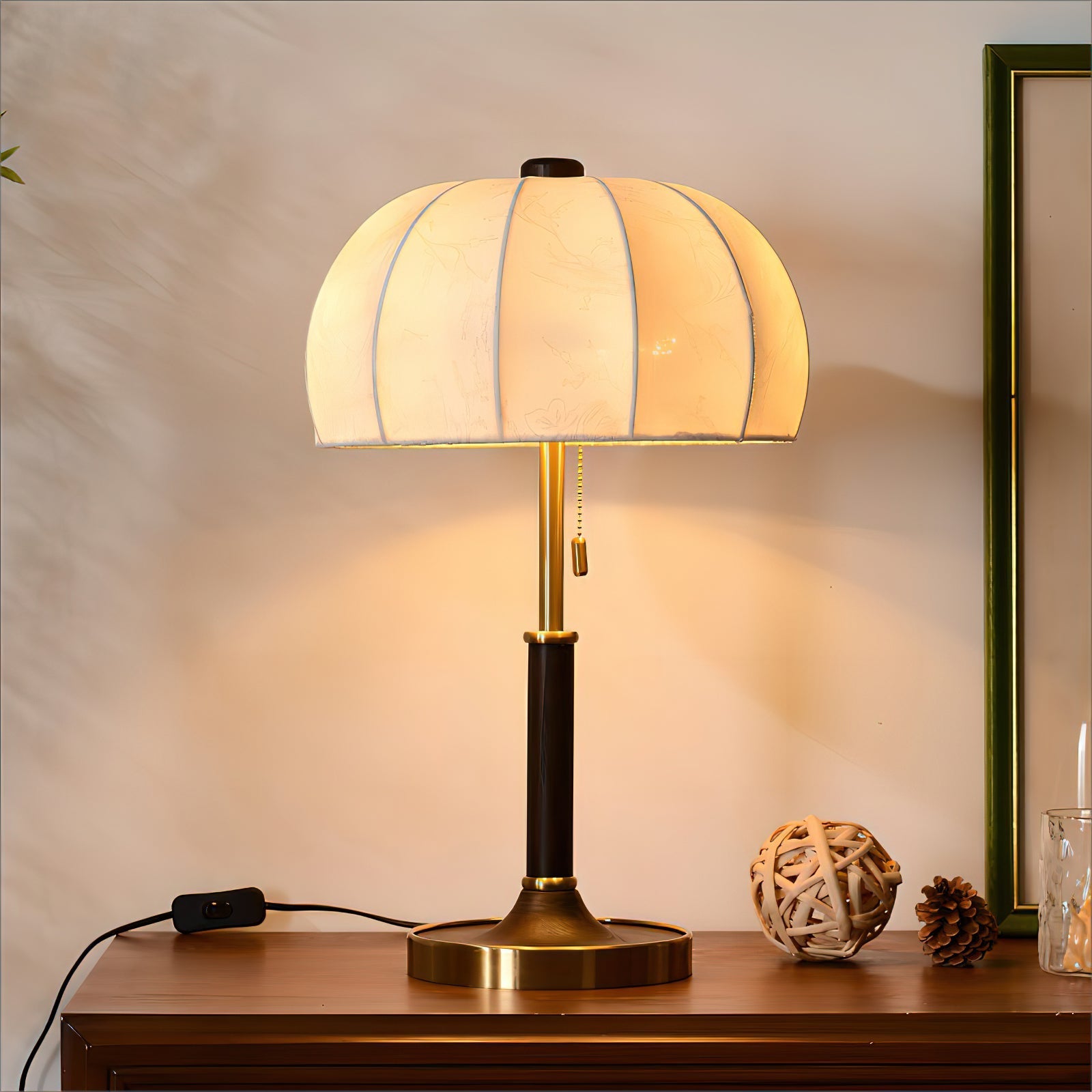 Elegant Fabric Table Lamp with Unique Shade – Ideal for Bedroom and Living Room Use 3