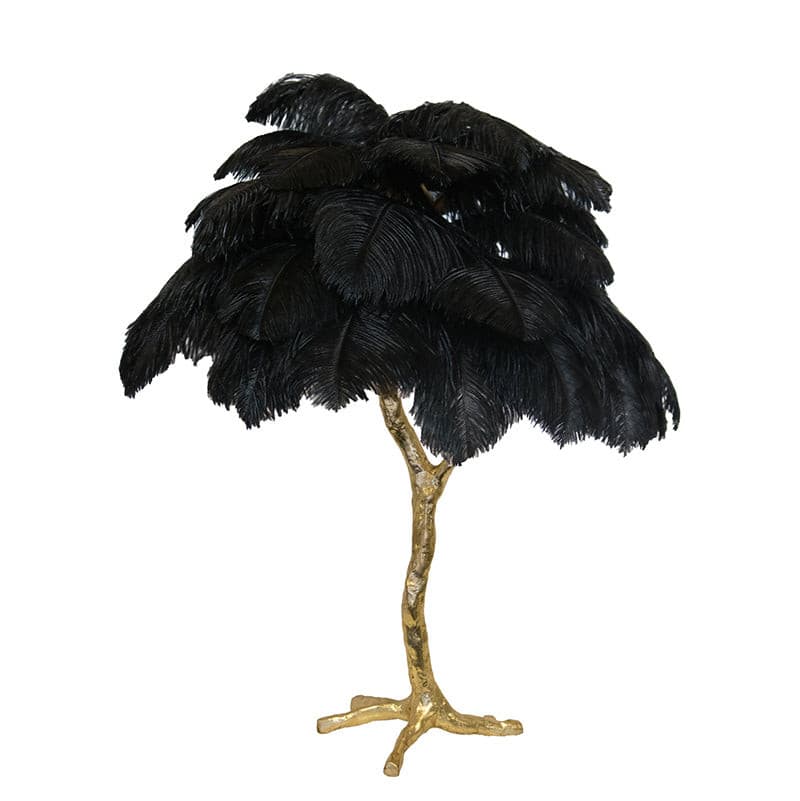 Elegant Ostrich Feather Table Lamp with Gilded Base – Unique Bedroom or Living Room Lighting 13