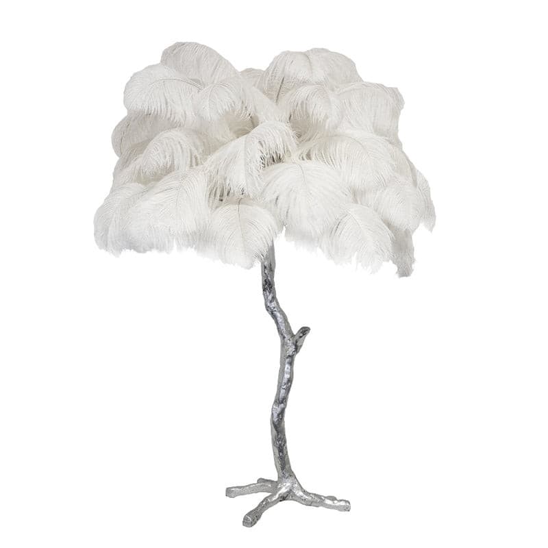 Elegant Ostrich Feather Table Lamp with Gilded Base – Unique Bedroom or Living Room Lighting 15