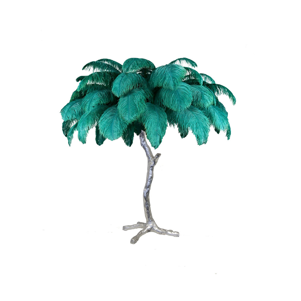 Elegant Ostrich Feather Table Lamp with Gilded Base – Unique Bedroom or Living Room Lighting 16