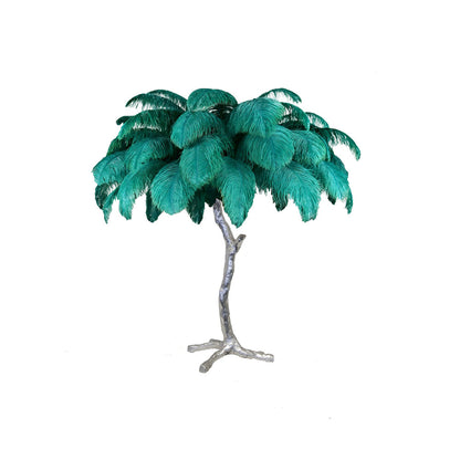 Elegant Ostrich Feather Table Lamp with Gilded Base – Unique Bedroom or Living Room Lighting 16
