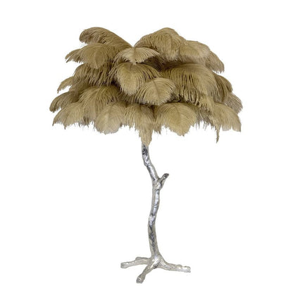 Elegant Ostrich Feather Table Lamp with Gilded Base – Unique Bedroom or Living Room Lighting 19