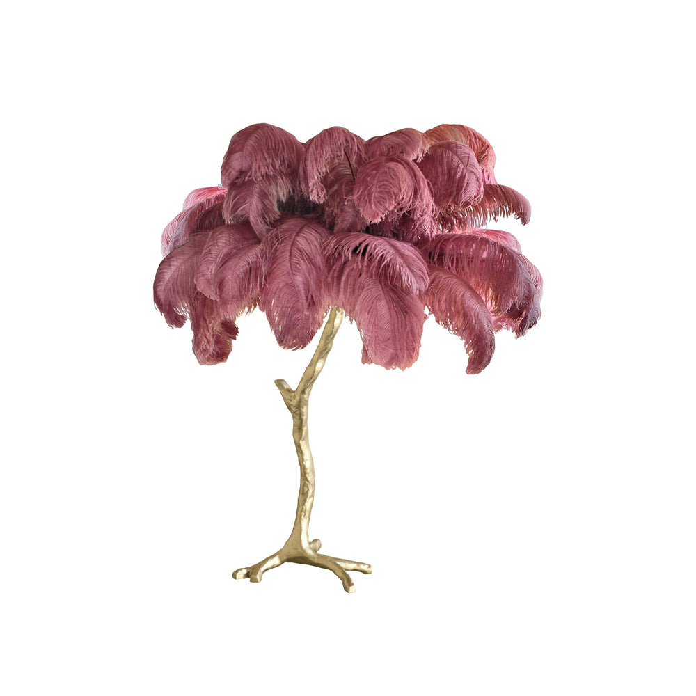 Elegant Ostrich Feather Table Lamp with Gilded Base – Unique Bedroom or Living Room Lighting 20