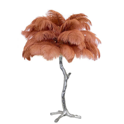 Elegant Ostrich Feather Table Lamp with Gilded Base – Unique Bedroom or Living Room Lighting 21