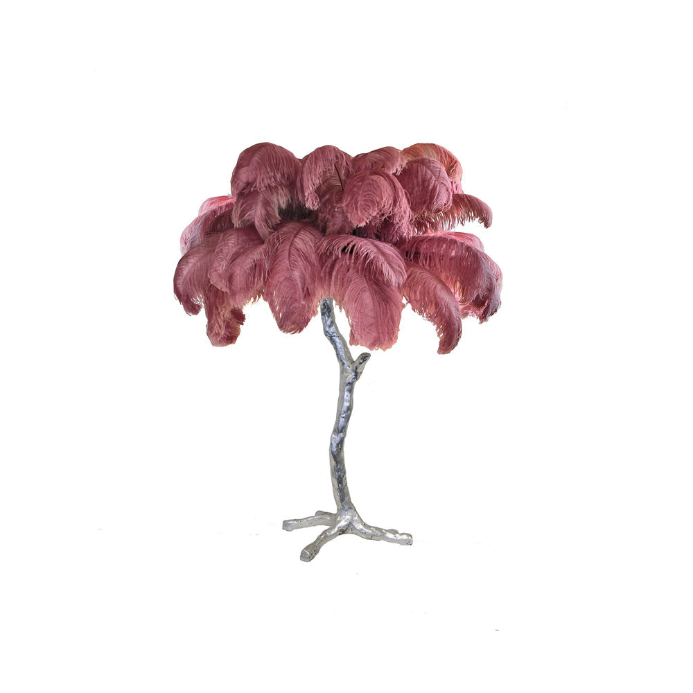 Elegant Ostrich Feather Table Lamp with Gilded Base – Unique Bedroom or Living Room Lighting 24