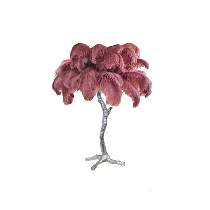 Elegant Ostrich Feather Table Lamp with Gilded Base – Unique Bedroom or Living Room Lighting 24