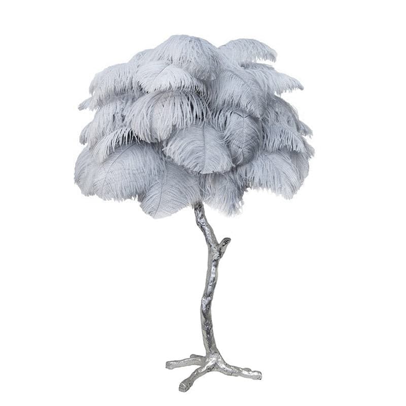 Elegant Ostrich Feather Table Lamp with Gilded Base – Unique Bedroom or Living Room Lighting 25