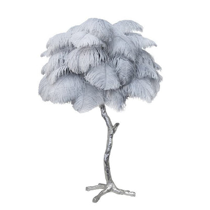 Elegant Ostrich Feather Table Lamp with Gilded Base – Unique Bedroom or Living Room Lighting 25