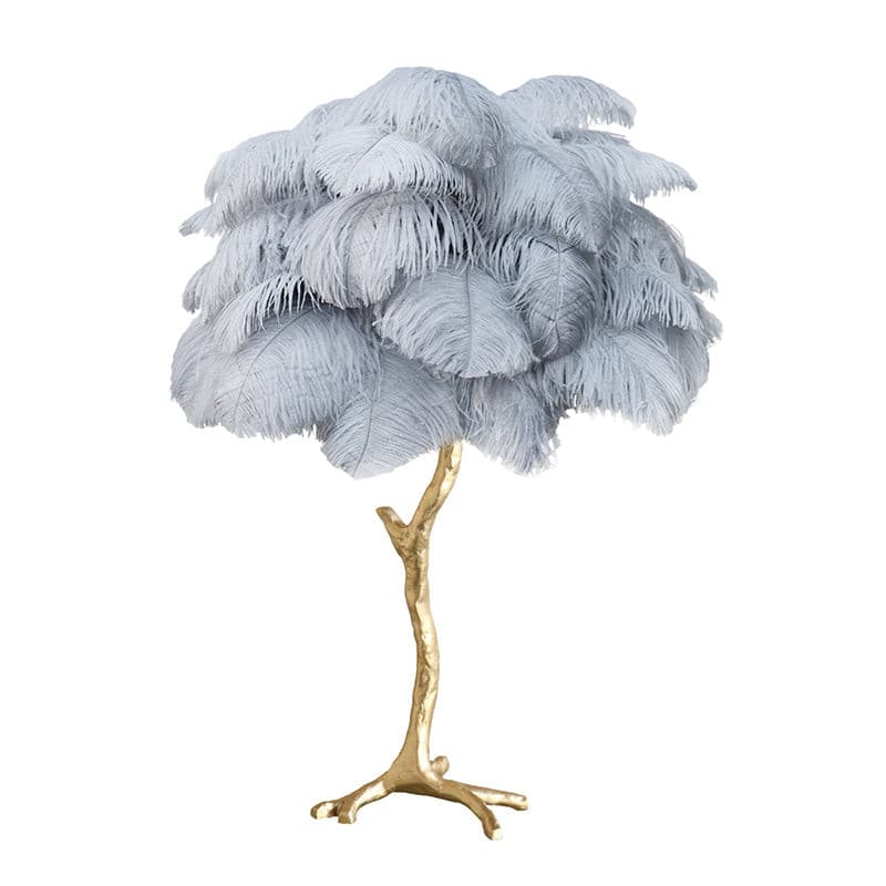 Elegant Ostrich Feather Table Lamp with Gilded Base – Unique Bedroom or Living Room Lighting 28