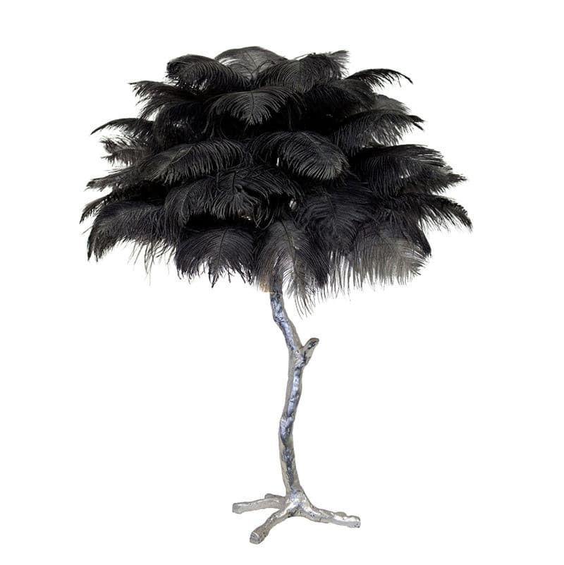 Elegant Ostrich Feather Table Lamp with Gilded Base – Unique Bedroom or Living Room Lighting 10