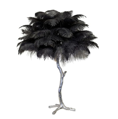 Elegant Ostrich Feather Table Lamp with Gilded Base – Unique Bedroom or Living Room Lighting 10