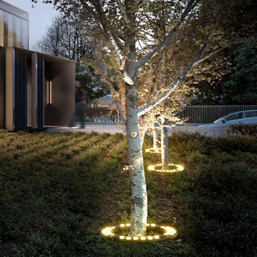 Elegant Outdoor Spotlight for Trees - Warm White LED Base Light, Aluminum & Glass 3