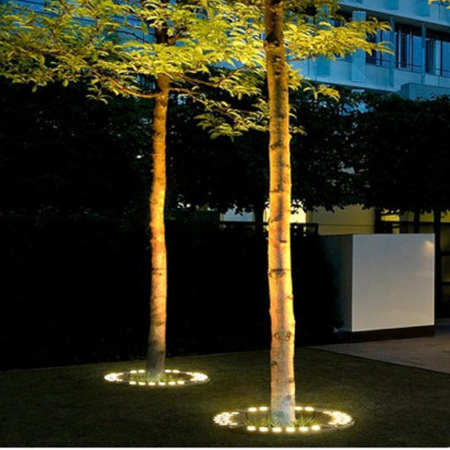 Elegant Outdoor Spotlight for Trees - Warm White LED Base Light, Aluminum & Glass 4