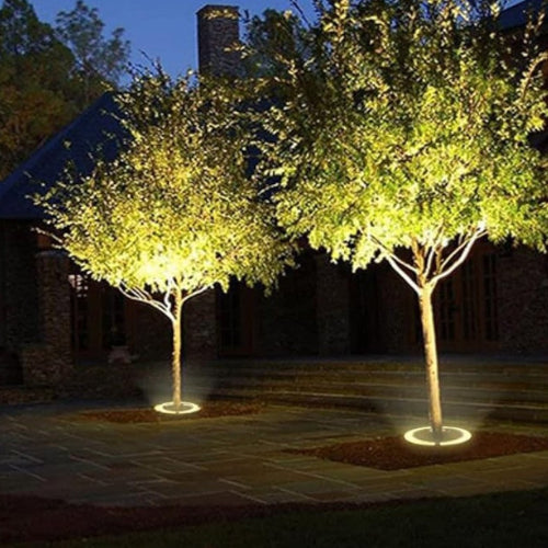 Elegant Outdoor Spotlight for Trees - Warm White LED Base Light, Aluminum & Glass 6
