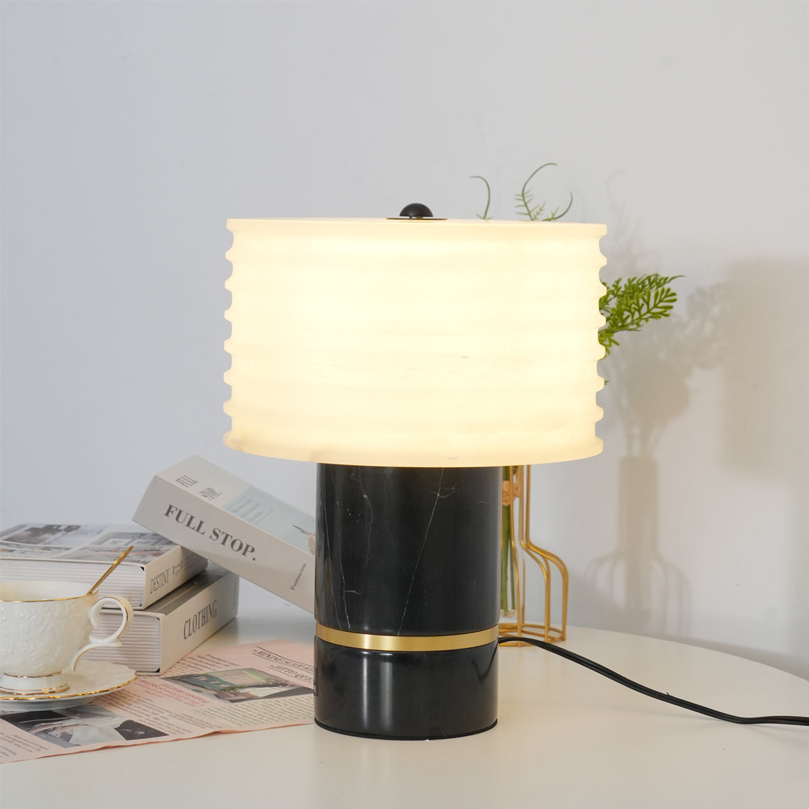 Elegant Contemporary Table Lamp with Marble Base and Alabaster Shade – 10.2 Diameter 3