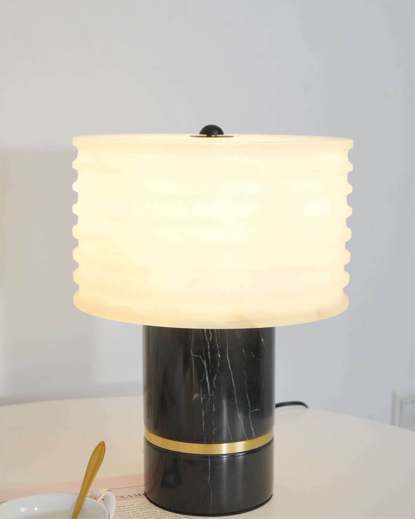 Elegant Contemporary Table Lamp with Marble Base and Alabaster Shade – 10.2 Diameter 7