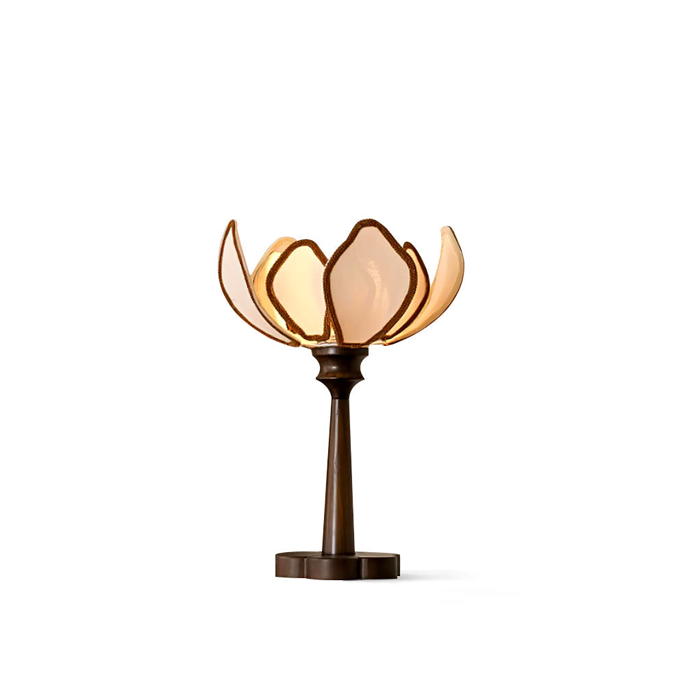 Elegant Flower-Inspired Table Lamp with Fabric Shade and Wood Base – Ideal for Bedroom or Living Room 2