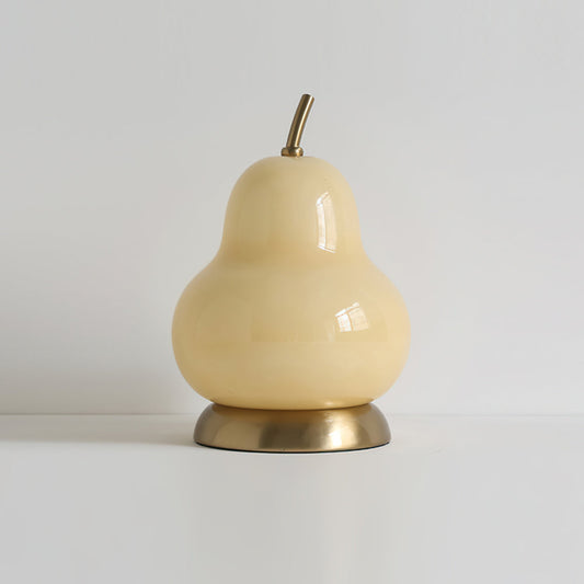Elegant Pear Glass Table Lamp with Built-in Battery – Cream Shade, Modern Design 1