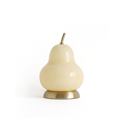Elegant Pear Glass Table Lamp with Built-in Battery – Cream Shade, Modern Design 2
