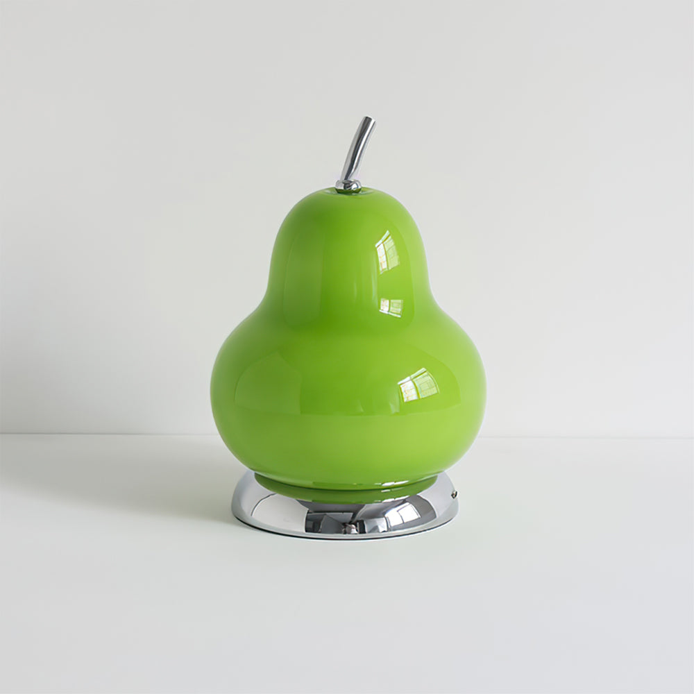 Elegant Pear Glass Table Lamp with Built-in Battery – Cream Shade, Modern Design 4