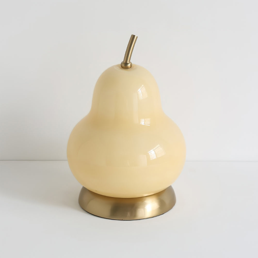 Elegant Pear Glass Table Lamp with Built-in Battery – Cream Shade, Modern Design 5