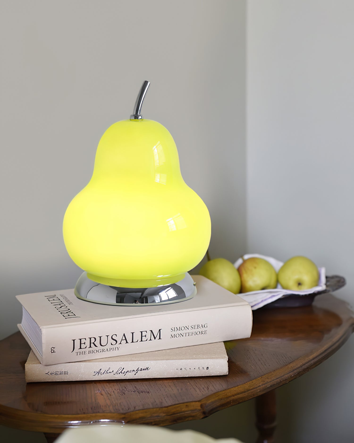 Elegant Pear Glass Table Lamp with Built-in Battery – Cream Shade, Modern Design 10