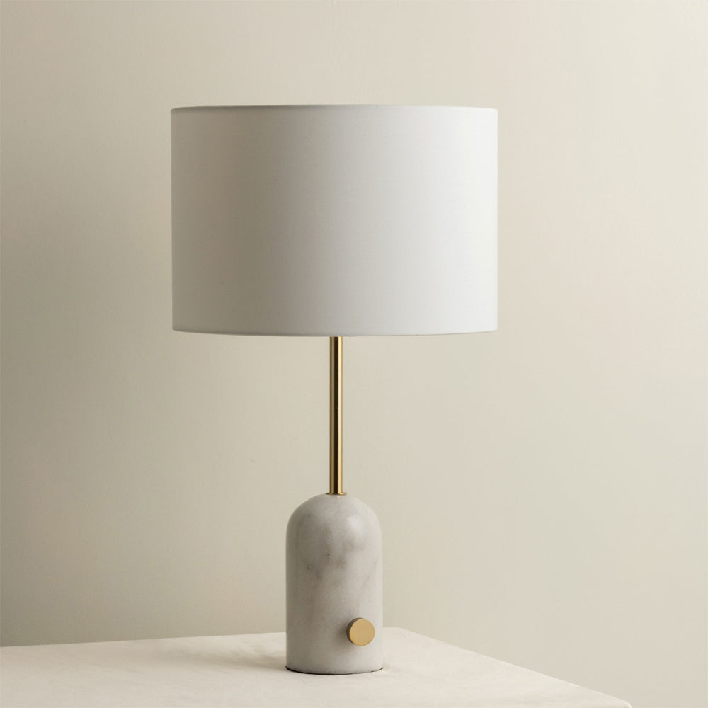 Elegant Table Lamp with Black Marble Base and White Shade – Modern Bedside or Desk Lamp 1