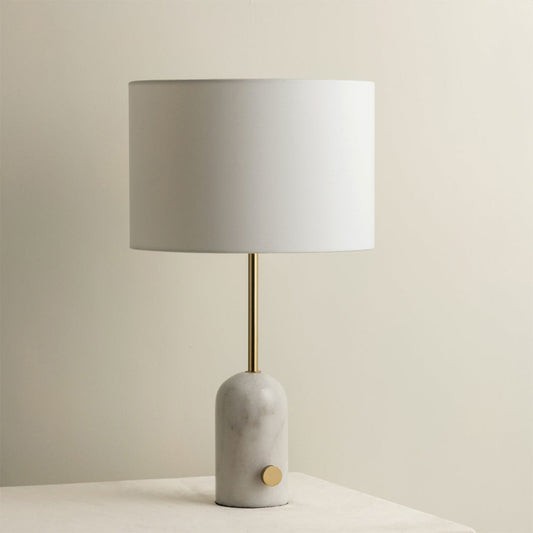 Elegant Table Lamp with Black Marble Base and White Shade – Modern Bedside or Desk Lamp 1