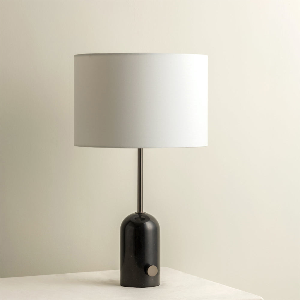 Elegant Table Lamp with Black Marble Base and White Shade – Modern Bedside or Desk Lamp 3