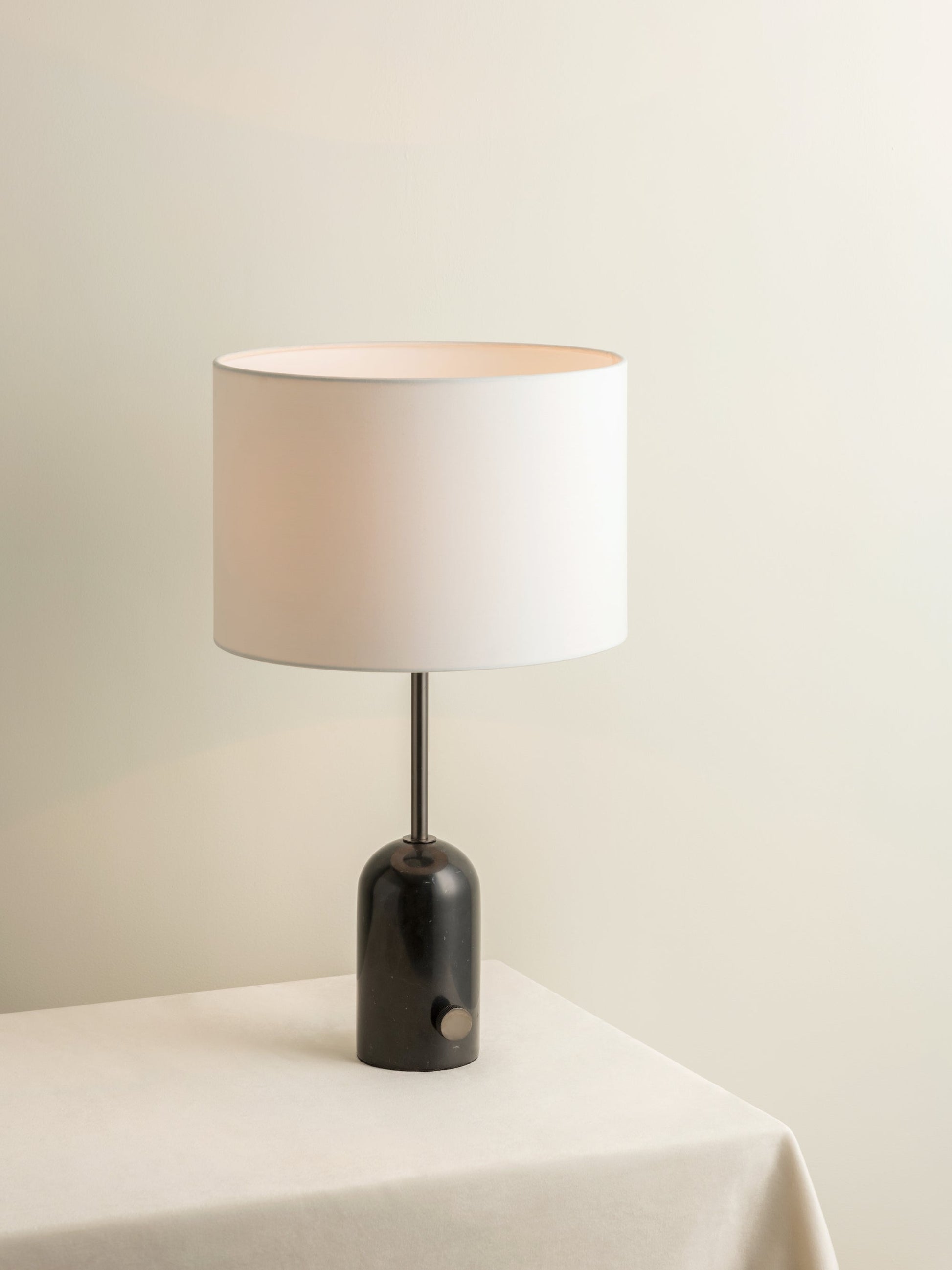 Elegant Table Lamp with Black Marble Base and White Shade – Modern Bedside or Desk Lamp 6