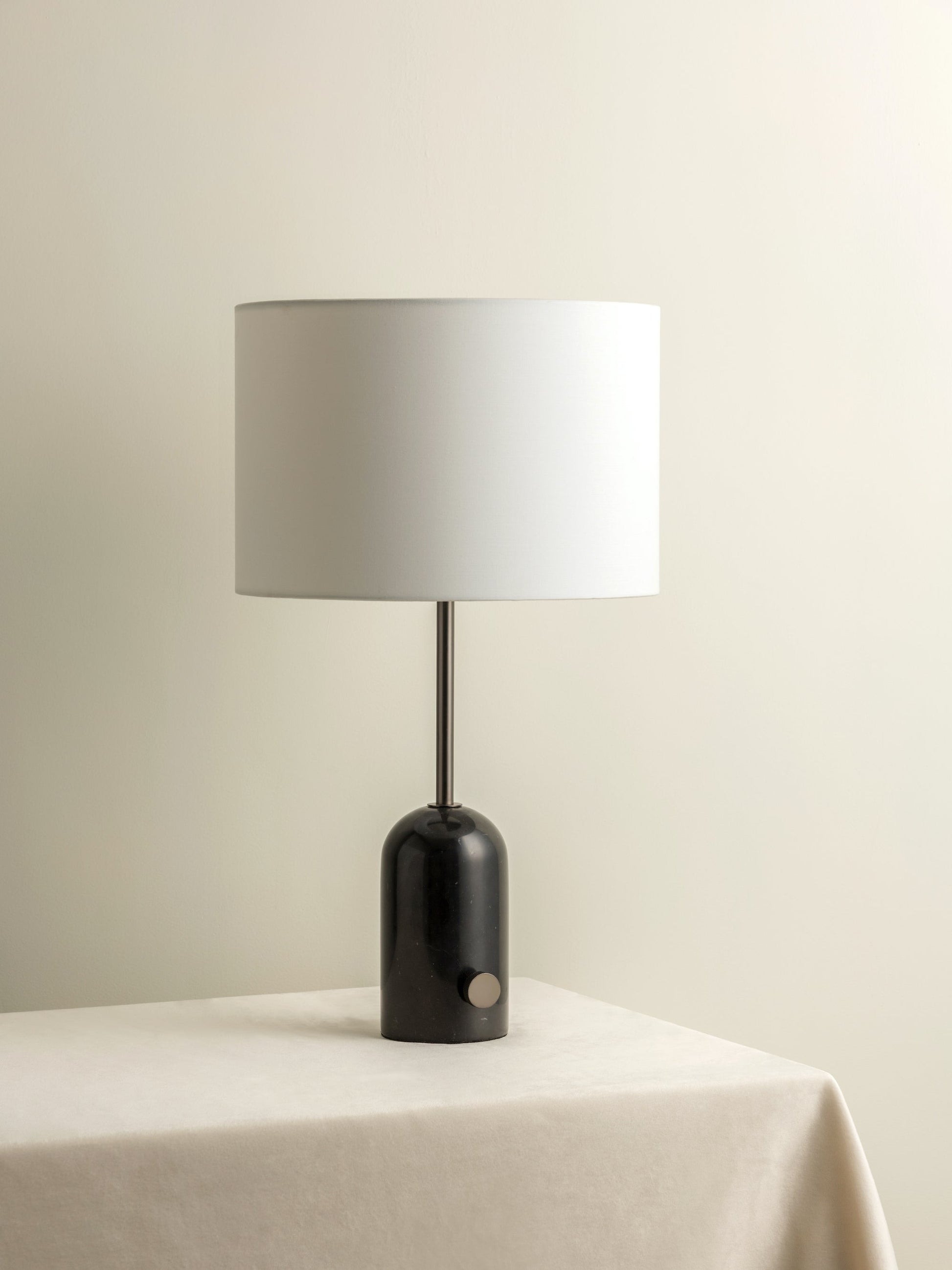 Elegant Table Lamp with Black Marble Base and White Shade – Modern Bedside or Desk Lamp 7