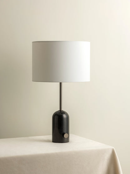 Elegant Table Lamp with Black Marble Base and White Shade – Modern Bedside or Desk Lamp 7
